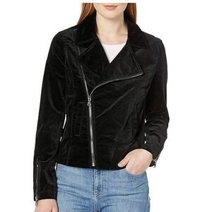 NWOT AG Adriano Goldschmied Black Quincy Velvet Biker Moto Jacket Size S